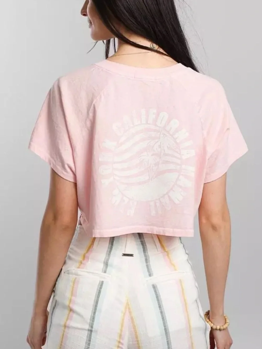 Billabong crop tee shirt Just Beachin' cropped t-shirt pink Aloha